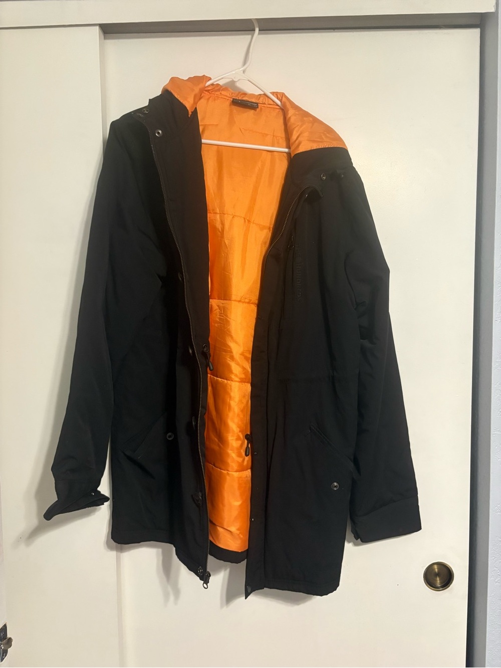 The Hundreds Black Puffer Coat with Orange Lining